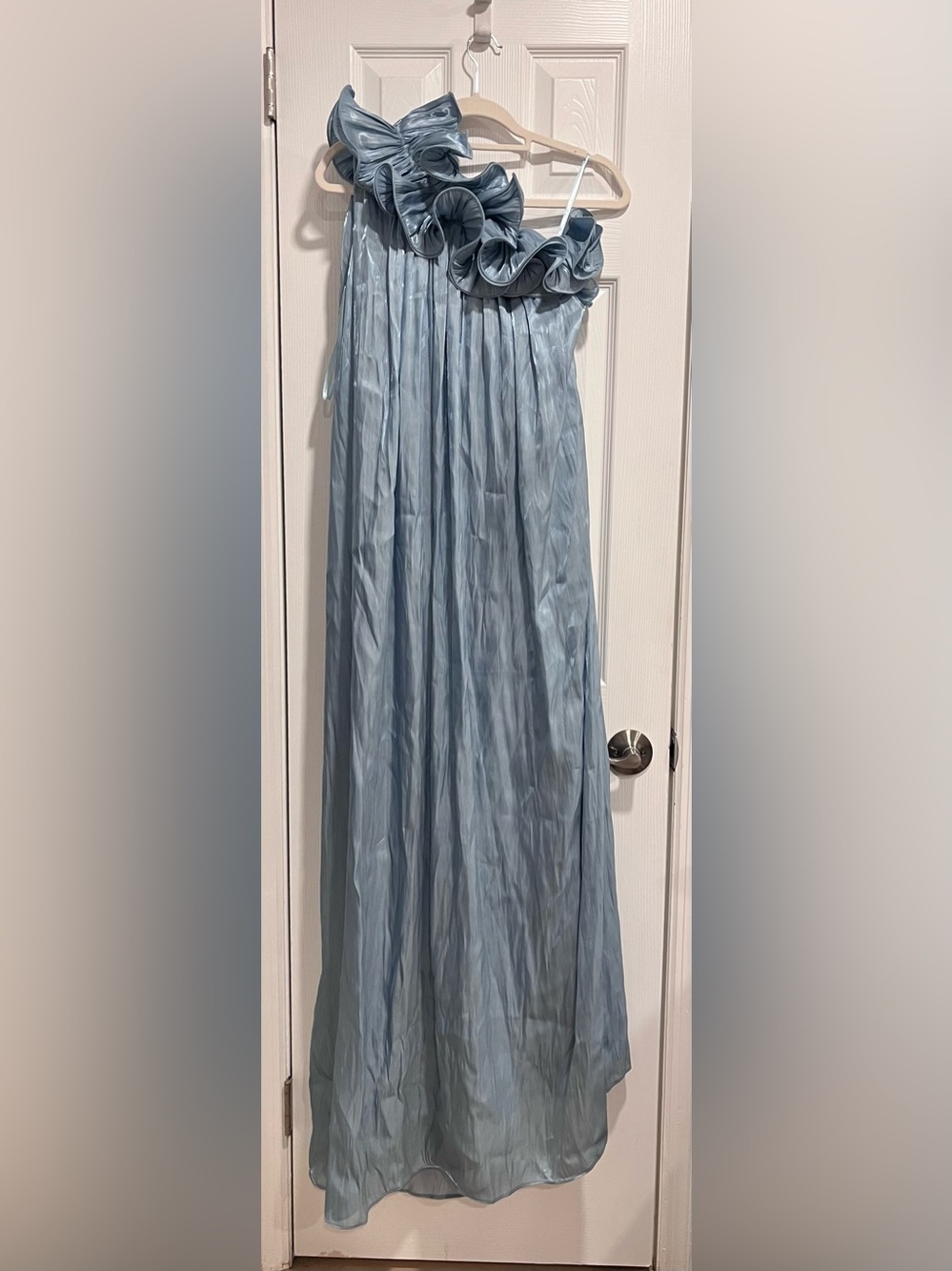Sunfere Hedda One-shoulder Floral Maxi Dress in Blue Size Large - Picture 6 of 7